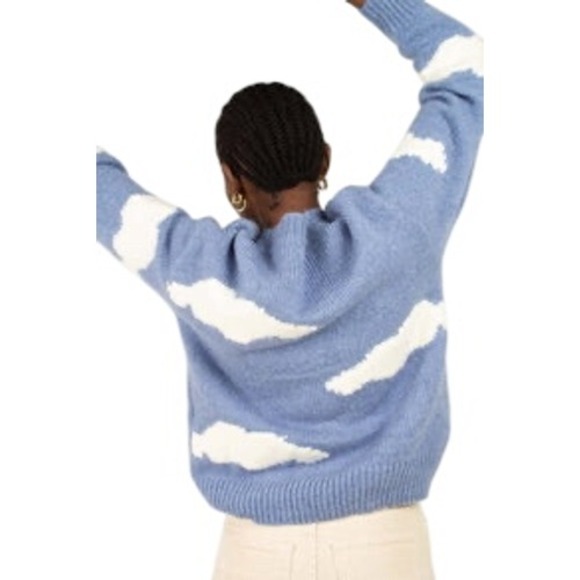 Glassworks London Intarsia Cloud Blue and White Wool Blend Sweater Jumper‎ - Picture 5 of 10